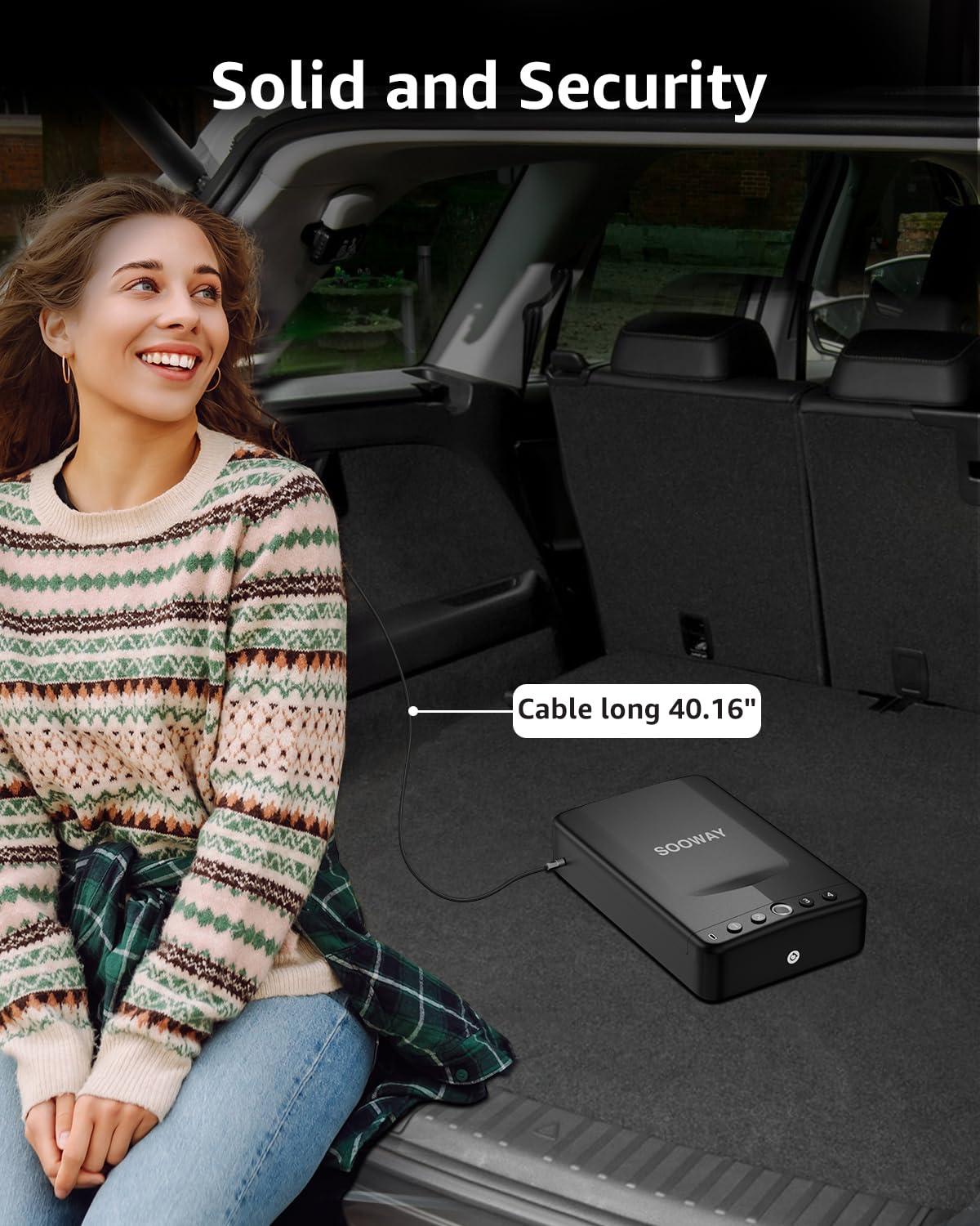 SOOWAY Car Gun Safe, Small Biometric Gun Safe for Handgun, Fingerprint Handgun Safe with 3 Ways Quick Access Pistol Safe for Travel, Nightstand Bedside SOOWAY