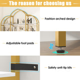 Nosepen 86" Gold Bookshelf, Triple Wide 5 Tier Arched Bookshelves & Bookcases with Storage, Large Modern Metal Book Shelf Stand for Bedroom/Living Room/Office Display Shelves, White & Gold Nosepen