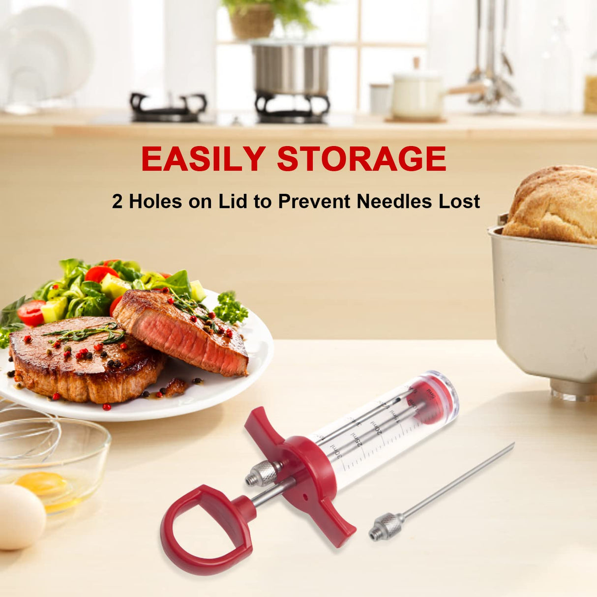 Ofargo Meat Injector Syringe, Meat Injectors for Smoking and BBQ with 2 Marinade Injector Needles; Injector Marinades for Meats, Turkey, Beef; 1-oz; User Manual Included Ofargo