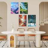 4 Pack Framed Paint by Numbers Kit for Adults Beginners-Four Season Adult Paint by Number Kits on Canvas Framed, Landscape DIY Acrylic Oil Painting by Numbers for Adults for Gift Home Decor(8x12inch) Arttoplus