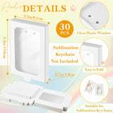 Dunzoom 30 Pcs Sublimation Keychain Blanks Gift Box 5.4" x 3.4" x 0.7" MDF Sublimation Blanks Holder Acrylic Keychain Packaging Box with Window Display Card for Rectangle Round Keychain Gift Wrapping Dunzoom