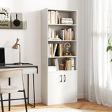 Giantex 70" Bookcase with 2 Doors, 6-Tier Modern Bookshelf w/Cabinet, Elegant Storage Cabinet, Adjustable Shelves, Multipurpose Display Rack, Storage Organizer for Living Room Bedroom Study (White) Giantex