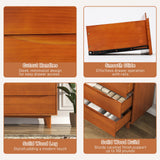 chartustriable 55”Solid Wood Drawers Dresser with Power Outlets, 7 Drawer Dresser for Bedroom, Mid Century Modern Vintage Large Chest of Dresser for Hallway, Entryway,Cutout Handle, Caramel chartustriable