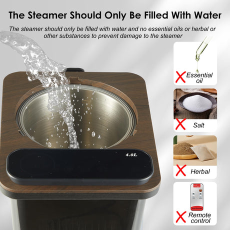 amocane Sauna Steam Portable Pot 4L, Stainless Steel Steam Generator for Saunas Home Spa Fumigation Steam Machine for Body Detox with Remote Control Anti-riot Device (110V, Wood Grain) amocane