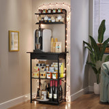 Homsorout Coffee Bar Station - Bakers Rack with Fabric Drawer, Microwave Oven Storage Stand, Bakers Rack for Coffee Stand Station, Home Kitchen Organizer, Black Homsorout