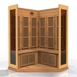 Maxxus 3 Per Low EMF FAR Infrared Carbon Corner Canadian Red Cedar Sauna MAXXUS