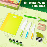 13 Pieces Montessori Kitchen Toys for Toddlers-Kids Cooking Sets Real-Toddler Toys Set for Real Cooking with Plastic Children Safe Knives Crinkle Cutter Kids Cutting Board Yeeammk