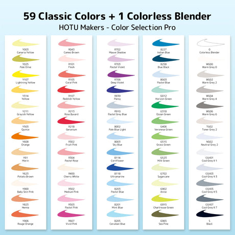 HOTU Alcohol Markers Brush Tip -60 Virant Colors Daul Tips Art Markers Set, for Artist Adults Coloring Illustrations, with Seamless Blending, Colorless Blender, Anti-Bleeding Pad, &Premium Ink HOTU