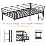 Merax Bunk Bed with Ladder and high Guardrail, Able to Split, Metal Bunk Bed, Storage Space, Noise Free,Twin Over Twin Size Bunk Bed,Black Merax