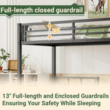 Mirightone Triple Bunk Bed Metal 3 Bed Bunk Beds for Kids Twin Over Twin Bunk Beds for 3 with Safety Guardrail for Teens Adults, Can Be Separated into 3 Twin Beds, Noise Free, Black Mirightone