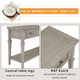 50" Small Entryway Console Table with 3 Storage Drawers and Bottom Shelf, Retro Sofa Table Hallway Table with Pine Wood Frame and Legs (Gray Wash) Merax