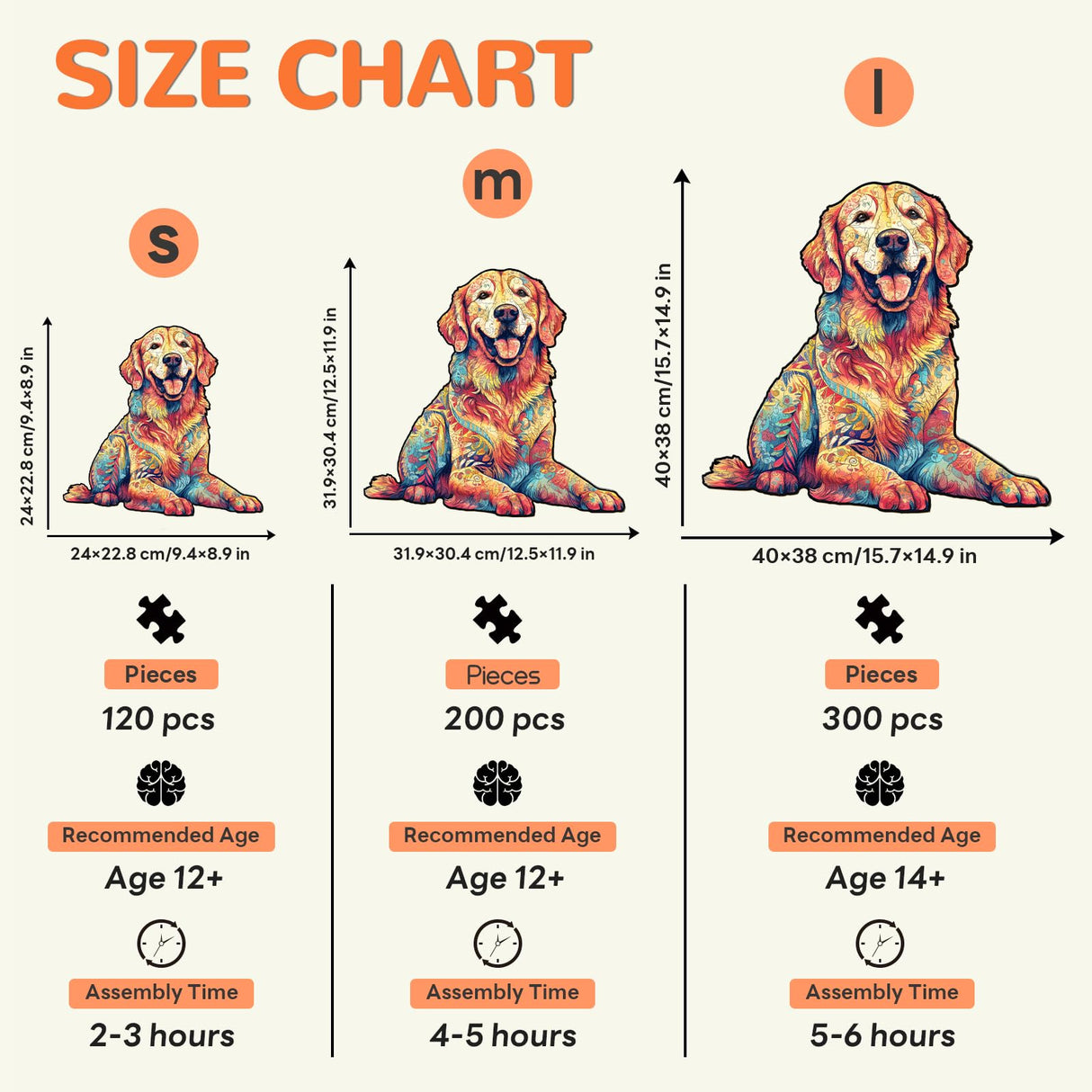 masseruon Wooden Puzzle for Adults-Loyal Golden Retriever, Dog Puzzles for Adults(S, 120pieces, 9.4*8.9in), Beautiful Animal Dog Jigsaw Wood Puzzles Adult, Family Puzzle Game Christmas Birthday Gift masseruon