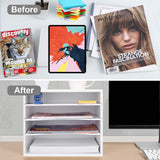 EMERIT Desk Paper Organzier Wood Paper Organizer Storage Office Paper Shelves Letter Tray File Sorter with Adjustable Shelves for Home Office EMERIT