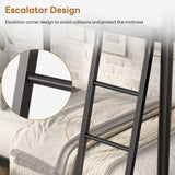 soges Twin Over Twin Metal Bunk Bed with Ladder & Guardrail, Heavy Duty Metal Bed Frame for Teens Adults, Black soges