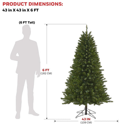 Honeywell 6 ft Pre-Lit Christmas Tree, Eagle Peak Pine Artificial Christmas Tree with 300 Color-Changing LED Lights, Xmas Tree with 927 PVC Tips,Tree Top Connector, UL Certified