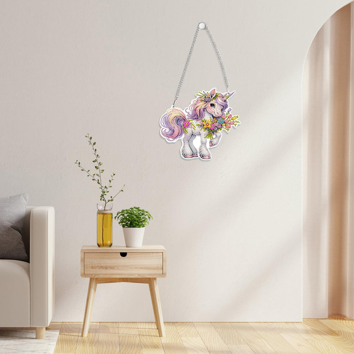 GHHKUD Hanging Diamond Painting Pendant Unicorn Ornament Kits - DIY Animal Decoration with Chain Diamond Art Hanging for Adults Kids, Double Sided Handmade Gifts for Holiday Decor GHHKUD