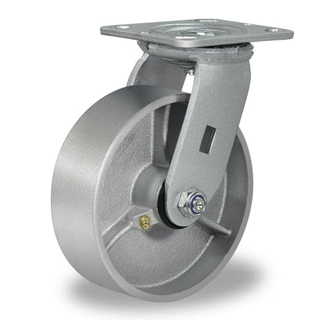 CWfutureparts 6" x 2" Heavy Duty Industrial Casters, 1250 lbs Load Capacity, Swivel Caster Wheels with Roller Bearing - Semi Steel Cast Iron Wheels for Workbench，Pallet Trucks （1 Pack） CWfutureparts