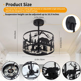 Farmhouse Rustic Slanted Ceiling Light Fixture - 3-Light Round E12 Base Black Metal Fixture with Deer and Bear Design - Perfect for Kitchen, Bedroom, Hallway, and Rustic Style MLGB