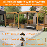 YEOOE Pergola Brackets 4x4 (Actual: 3.5x3.5 in), 4 Pack 3-Way Right Angle Corner Brackets with 2 Pack 4-Way Pergola Brackets, Powder Coated Pergola Hardware for Lumber Pergola Gazebo Sunroom Carport YEOOE