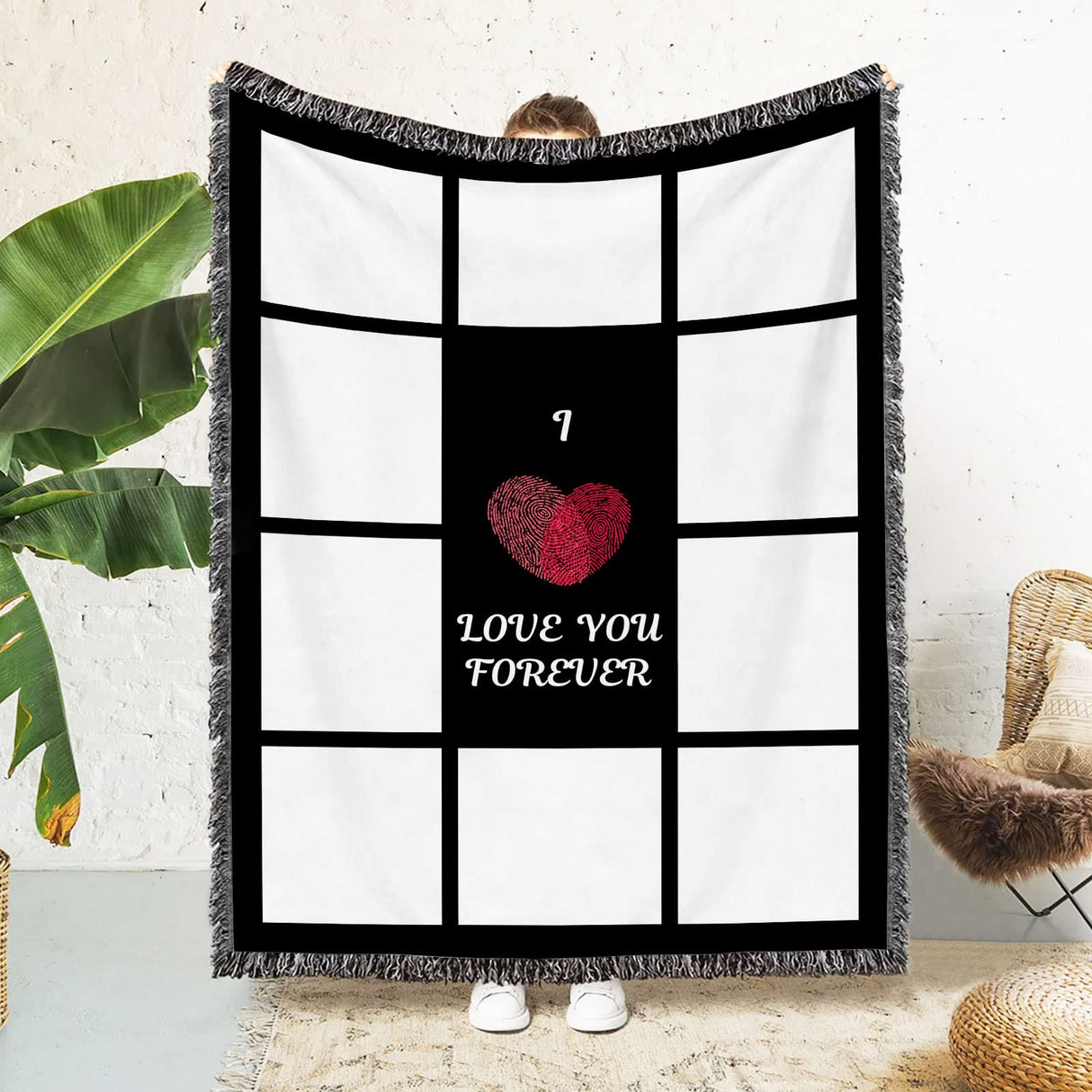 Yunhuy Sublimation Blanks Throw Blanket 1/9/15/20 Printable Panels,Super Soft 330GSM Flannel Plush Sublimation Custom Personalised Photo Blanket (I Love You 10 Panels, 50'' x 40'') Yunhuy