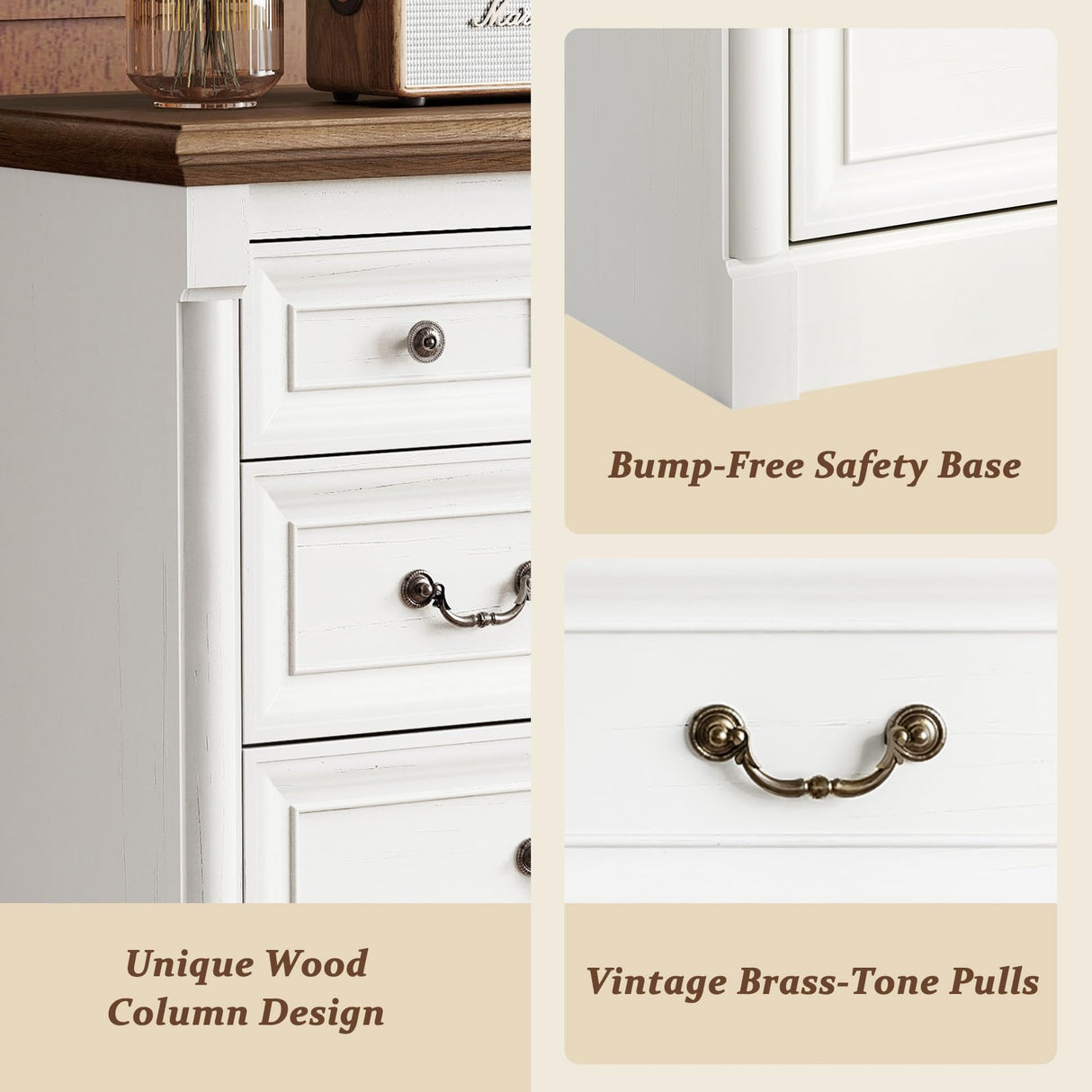 Concho Farmhouse 11 Drawers Dresser for Bedroom, 53'' Wide Wood Chest of Drawers with Spacious Deep Storage Space, Rustic Storage Dressers Organizer, TV Stand for Living Room, Bedroom, Antique White Concho