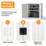 Outdoor Storage Cabinet with 2 Shelves, Waterproof Resin Vertical Tool Shed, Lockable 15 cu. ft. Storage Shed for Patio, Garden, Yard, Dark White ZYJOYY