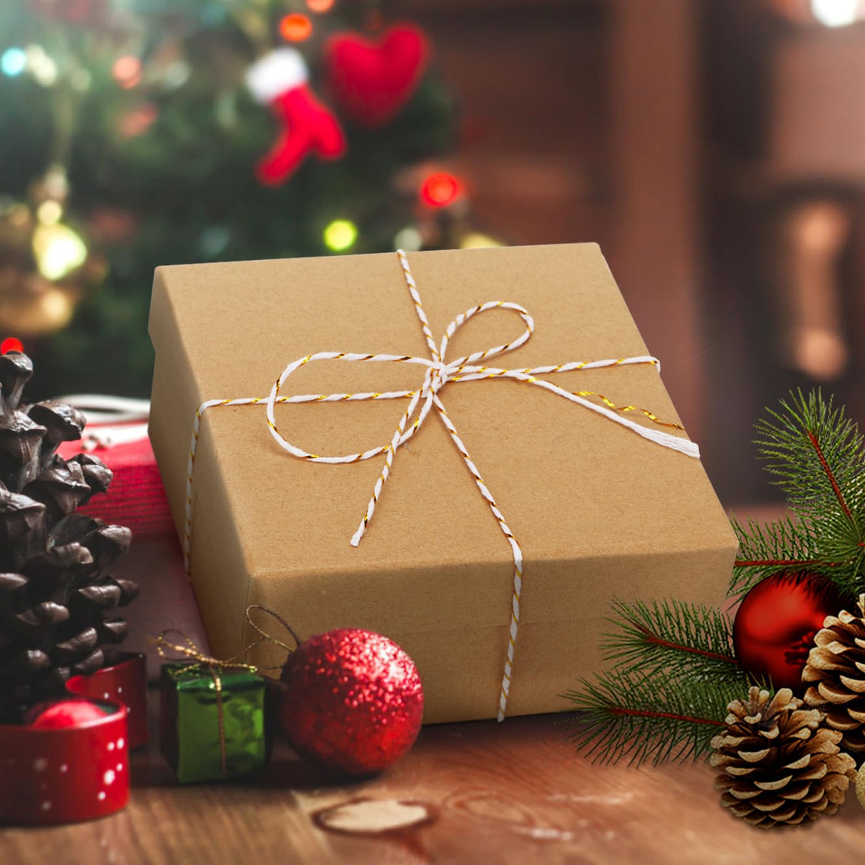 328 Feet Cotton Bakers Twine, Gold Metallic Wedding & Holiday Twine KINGLAKE