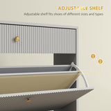 HOMCOM Narrow Shoe Cabinet with 2 Flip Drawers, Modern Shoe Storage Cabinet with Wave-Like Panels and Adjustable Shelves for 12 Pairs of Shoes, for Entryway Hallway, Gray HOMCOM