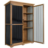 Outdoor Storage Shed, Waterproof Garden Sheds & Outdoor Storage Cabinet with Lockable Door Sloping Roof, Wood Metal Tool Shed for Backyard Patio Lawn 68”x46” PetsCosset