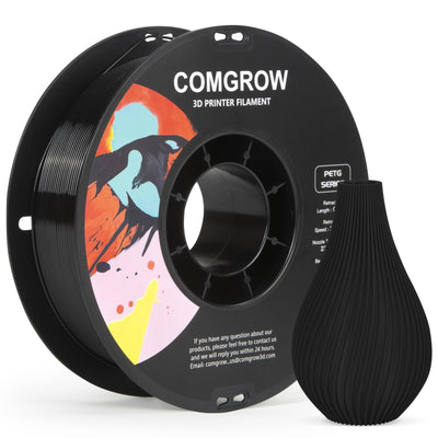 Comgrow PETG 3D Printer Filament 1.75mm, High Precision and Tough 3D Printer Filament (2LBS), Dimensional Accuracy +/- 0.02 mm, Fit Most 3D Printers Black