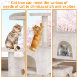 XXkseh Cat Tree 54 Inches Cat Tower for Indoor Cats Multi-Level Cat Condo with Litter Box Enclosure,Scratching Posts for Indoor Cats (Beige)… XXkseh