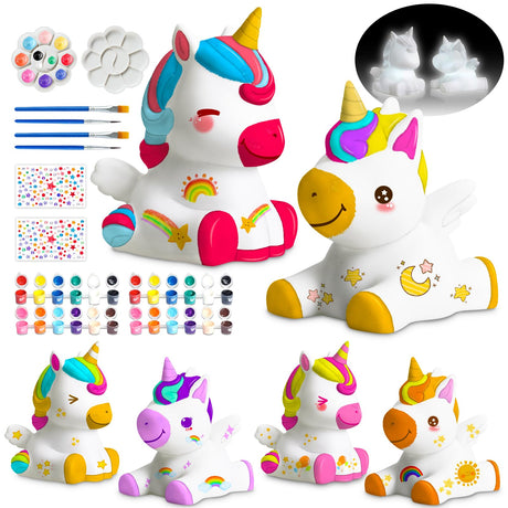 Paint Your Own Unicorn Lamp Kit 2pcs,DIY Unicorn Crafts Night Light, Arts & Crafts for Kids Ages 8-12, Painting Kit for Girls Boys Age 4 5 6 7 8+, Art Supplies Creative Gift for Birthday, Party Goody King