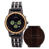 BOBO BIRD Women Wooden Watches Luxury Wood Metal Strap Chronograph & Date Display Quartz Watch Fashion Zebra Wood Casual Business Ebony Wristwatches (Custom) BOBO BIRD