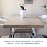 Plank+Beam 72 Inch Farmhouse Dining Table, Solid Wood Rustic Kitchen Table, Large Wooden Rectangular Dinner Table for Dining Room, Home Office, Living Room Furniture, Easy Assembly, Seashell Wirebrush Plank+Beam