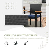 Outsunny 7 Pieces Patio Dining Set with Space-Saving Design, Wicker Patio Furniture Set Outdoor Dining Set with Acacia Wood Table Top, Cushions, for Backyard, Balcony, Garden, Deck, Black Outsunny