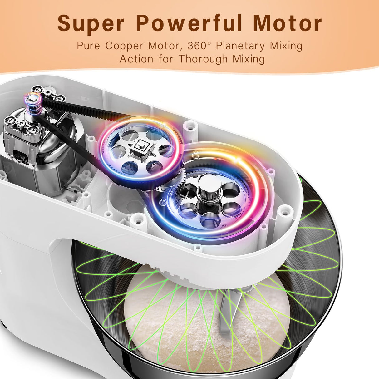 Stand Mixer, Zuccie 4.8QT Kitchen Electric Stand Mixer, 380W Motor Power Food Mixer, 8+P-Speed Dough Mixer with Dough Hook, Wire Whip & Beater, White Zuccie