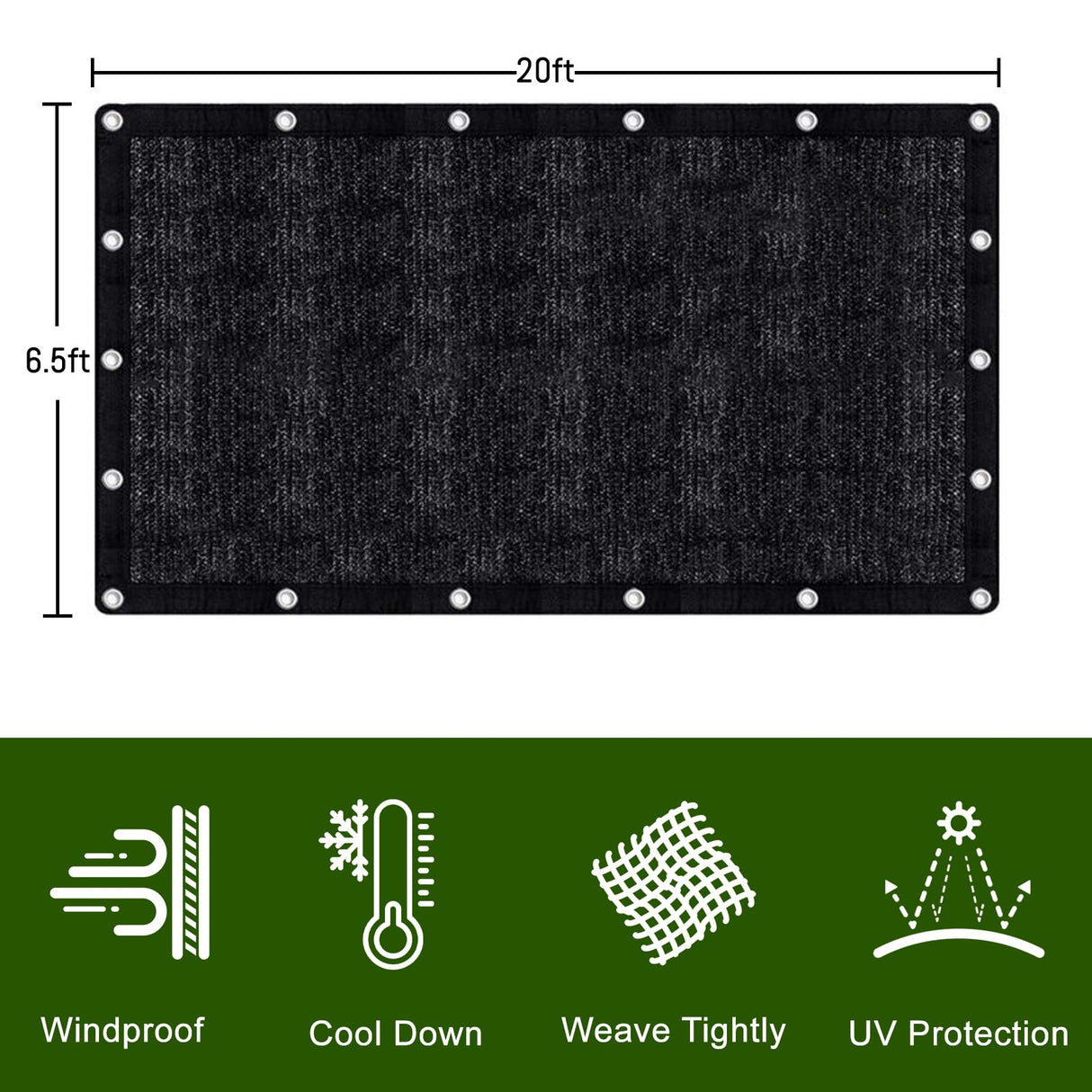 LOVE STORY 90% Sun Shade Cloth Black Mesh Tarp with Grommets 6.5 x 20FT Shade Cover for Greenhouse Patio Canopy Garden Pergola Dog House Chicken Coop LOVE STORY