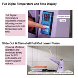 Ginkartu Ginkartu 16" x 24" Slide Out Heat Press Machine for T Shirts, Clamshell Pull Out Platen, Industrial Digital Sublimation Printer for Heat Transfer Vinyl, DIY& Small Business (Purple, L16*W24) Ginkartu