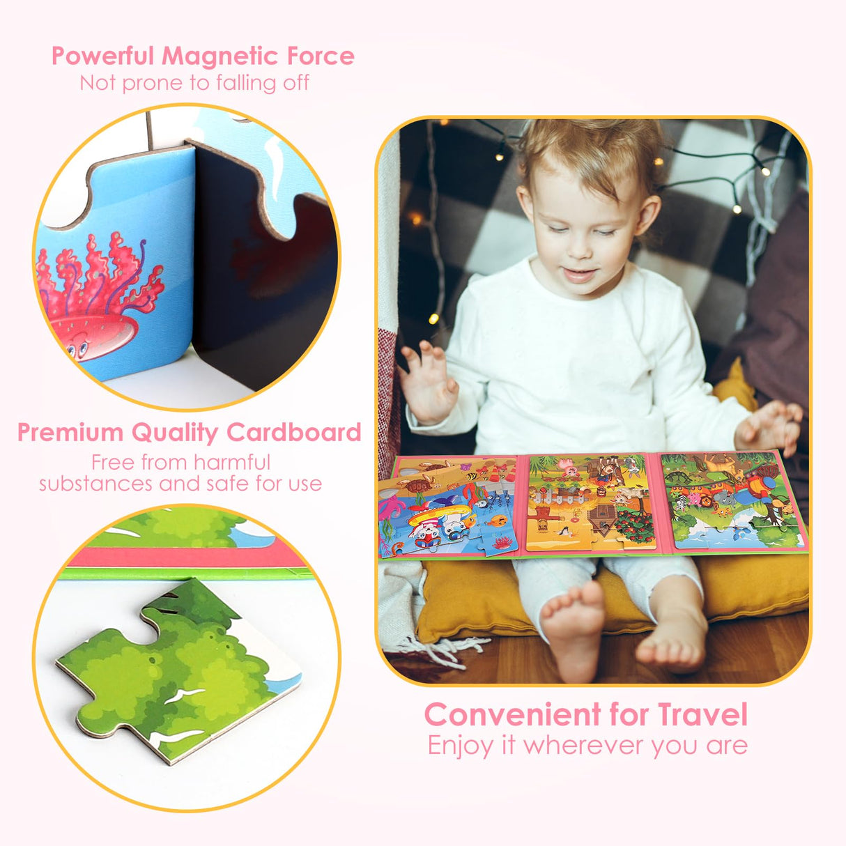 Magnetic Puzzles for Kids Ages 4-6, 20-Piece Travel Toys Animal Toddler Puzzles Ages 2-4, Educational Learning Magnets, Ideal Road Trip Activities Toys for 2 3 4 5 6 Boys and Girls NASHRIO