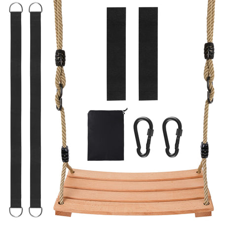 Classic Wooden Tree Swing Seat,Outdoor Tree Swing for Adults and Kids,Wooden Swing Seat with Strong Rope,Indoor/Outdoor Swing Seat for Garden, Patio, or Front Porch YAERSI