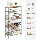 YATINEY 8 Tier Shoe Rack, Shoe Storage Organizer, Large Capacity Shoe Shelf Holds 32 Pairs of Shoes, Durable and Stable, for Entryway, Hallway, Closet, Dorm Room, Rustic Brown SS08BR YATINEY
