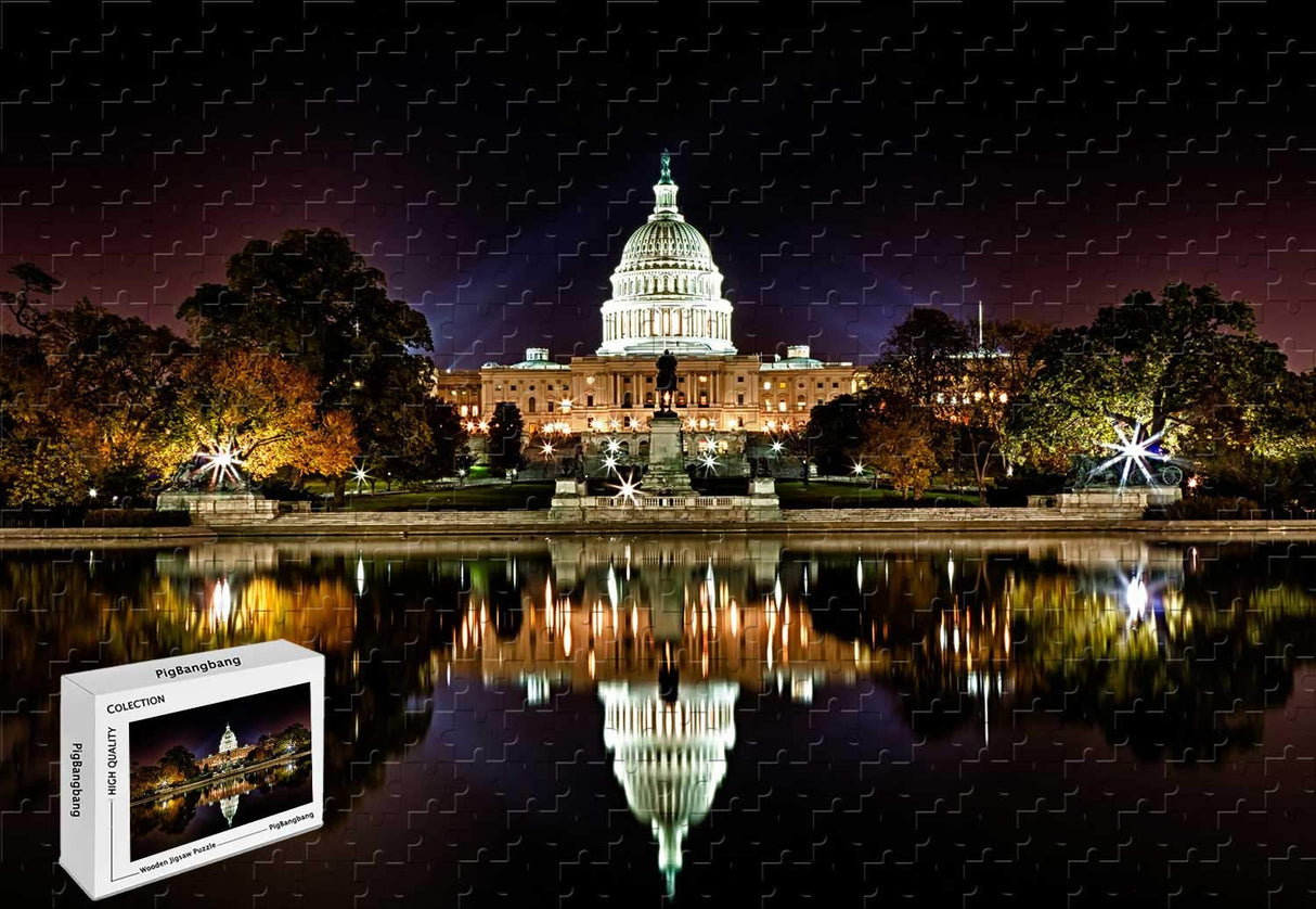 500 Piece Jigsaw Puzzle - Gorgerous Washington Dc Wood-Material,20.6 X 15.1 Inch Entertainment Toys for Adult Special Graduation PigBangbang
