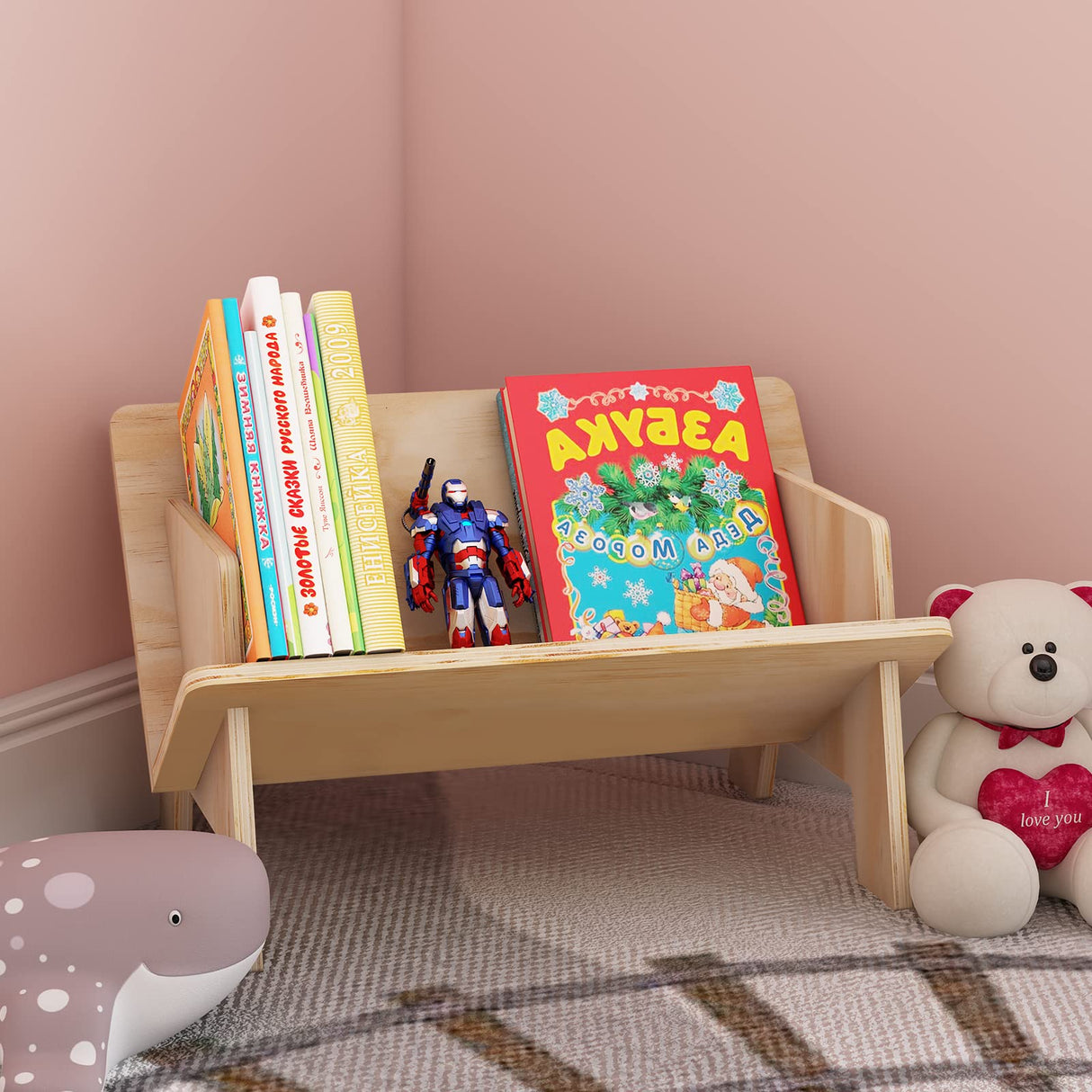 Burlywood Desktop Bookshelf - Stylish Wooden Book Rack for Organising Magazines, Books, and CDs RekRang