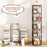 IBUYEK 6 Tier Square Rotating Bookshelf, 360° Spinning Bookcases Tower,Freestanding Corner Bookshelf with Rails,Industrial Swivel Bookcase Organizer for Bedroom, Living Room,Study,Brown,UTBC005H IBUYKE