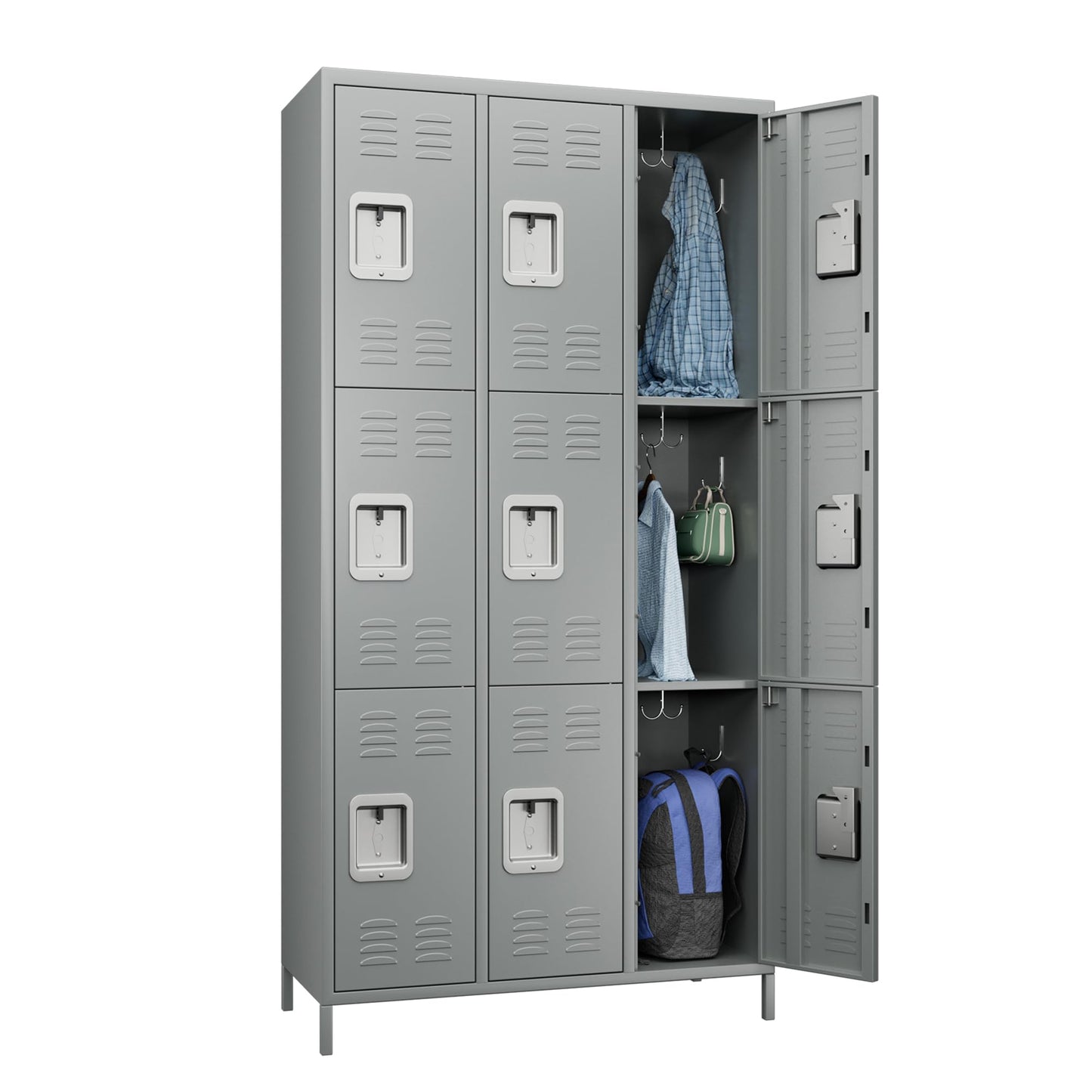 SUXXAN Employee Metal Locker, 72" Tall Metal Storage Lockers with 9 Doors, Lockers for Storage in Gyms, Homes, Garages, and Offices with - WoodArtSupply