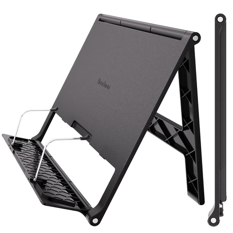 Readaeer Portable Book Stand Free Angle Adjustable Book Holder for Thick Textbook Collapsible Lightweight Book Rest (Black) Reodoeer