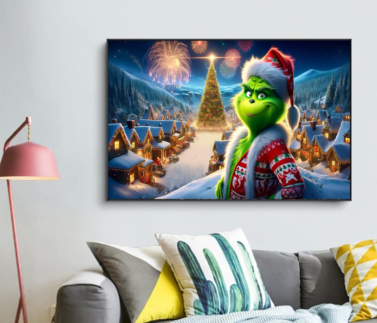 Apcufir Christmas Diamond Art Kits for Adults,Large Size Diamond Painting Kits Full Round Drills,Christmas Scenes and Fireworks Picture Crystal Rhinestone for Home Wall 28X16 inch Apcufir