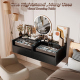 Floating Nightstand Set of 2 with Charging Station, 18.9" Extended Bedside End Table with Drawer and LED, Modern Wall Mounted Night Stand Side Table with Open Shelf for Bedroom,Living Room MULEJYBO