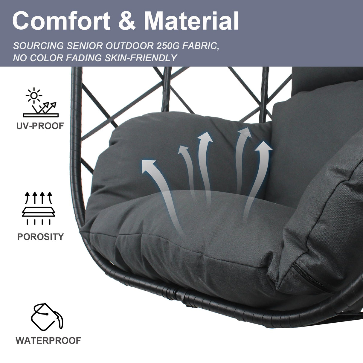 Hanging Egg Chair with Stand Patio Wicker Rattan Swing Chair Hammock Egg Chair for Indoor & Outdoor 400lbs Capacity with Thickened Cushion for Bedroom Balcony Garden TQKVIPI