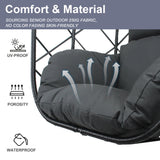 Hanging Egg Chair with Stand Patio Wicker Rattan Swing Chair Hammock Egg Chair for Indoor & Outdoor 400lbs Capacity with Thickened Cushion for Bedroom Balcony Garden TQKVIPI